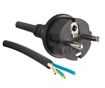 Cablu de rețea din cauciuc/neopren 1,5 mm², CEE 7/7, cu capăt deschis 3cm decupat, H07RN-F 3G, VDE, lungime: 10,00m